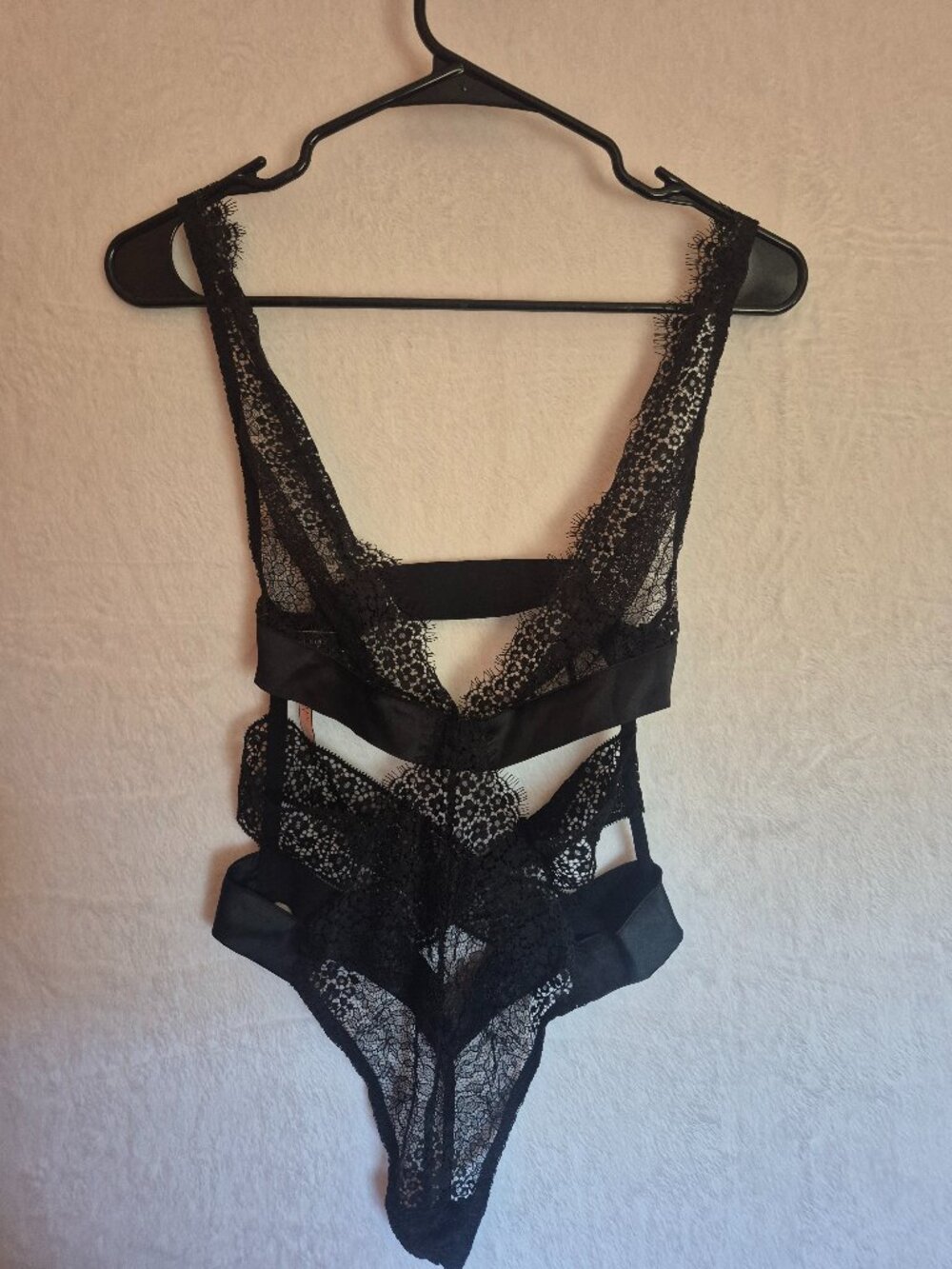 Victoria Secret Black Lace Teddy Bodysuit Lingerie Small NWT G-String Cutout $70
